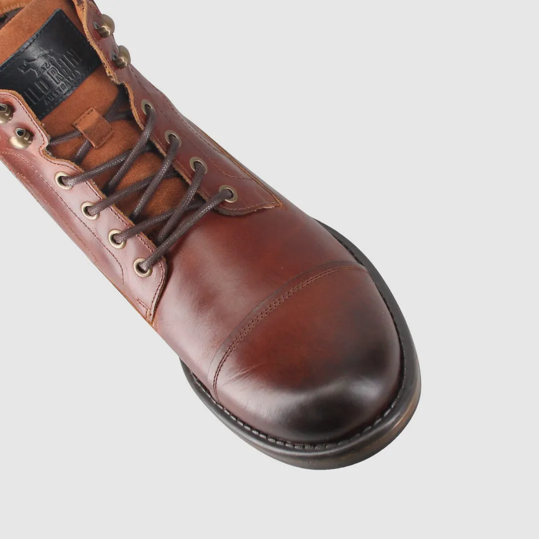 Quilt Soft Benson Lace Up Boots Cognac