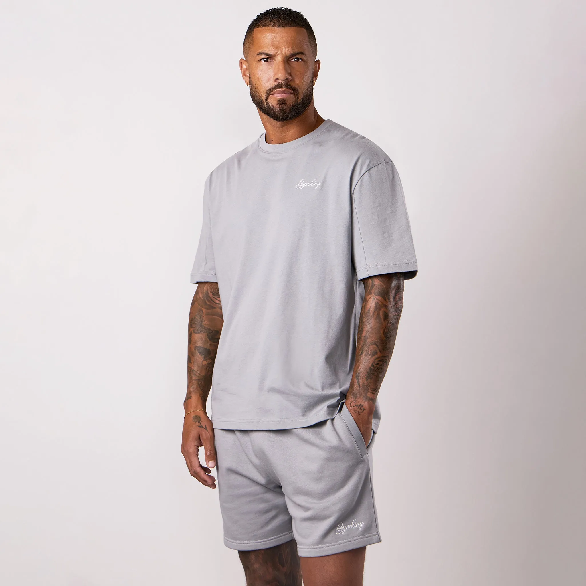 Gym King Script Relaxed Fit Tee - Urban Grey Active Outfit Summer Casual