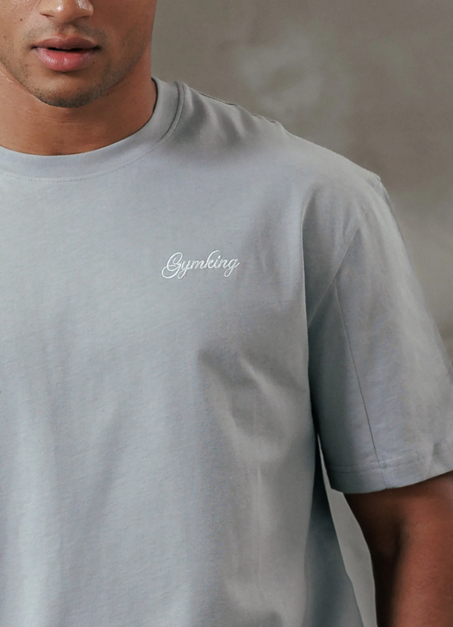 Gym King Script Relaxed Fit Tee - Urban Grey Weekend Style Trend