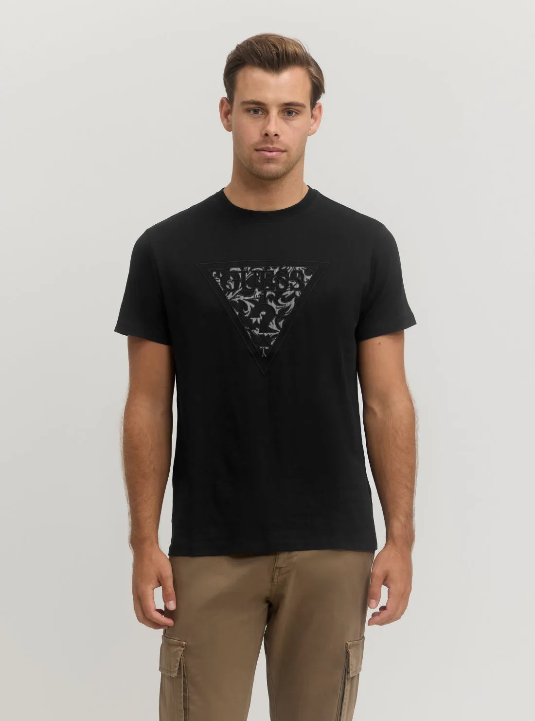 Casual Vibes Quick Layer Black Embroidered T-Shirt