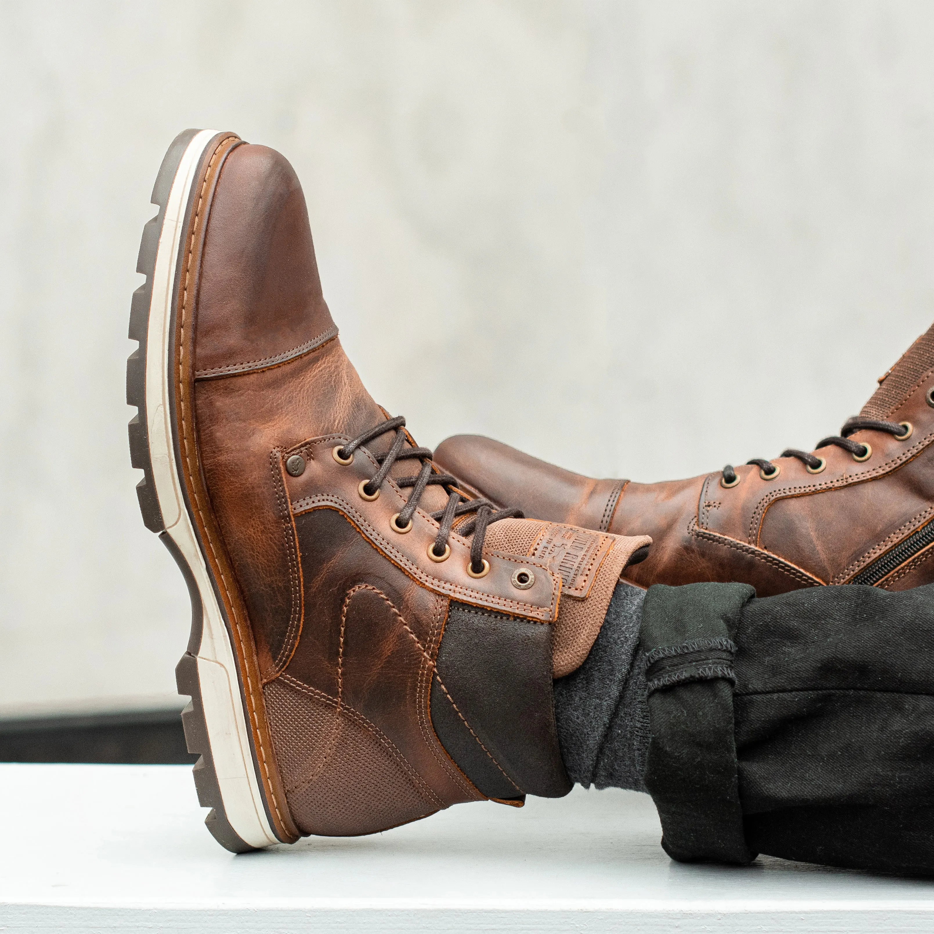 Blackwood Lace Up Boots Rust Wide toe box Breathable