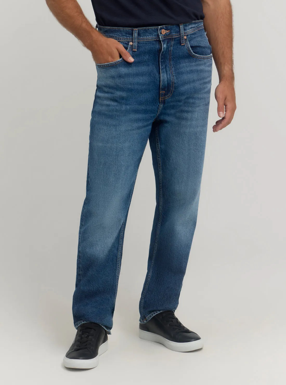 Blue Denim Mike Jeans in Mid Wash Neutral Daily Wear Adult Fashion