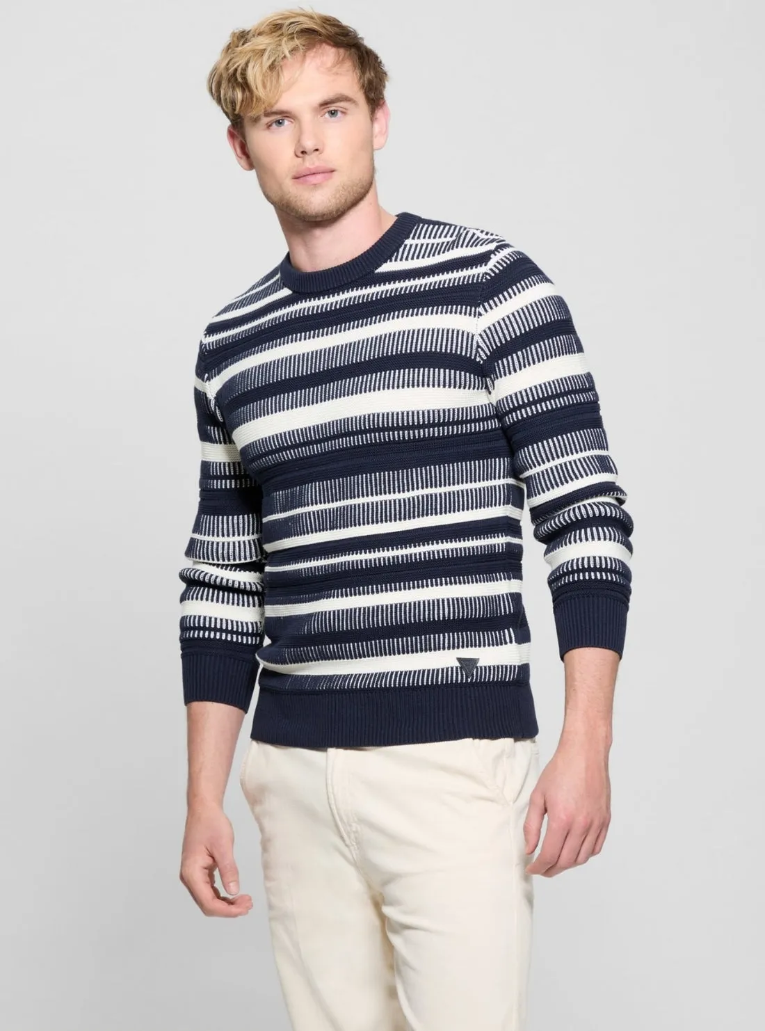 Casual apparel Blue Grover Striped Stitch Sweater