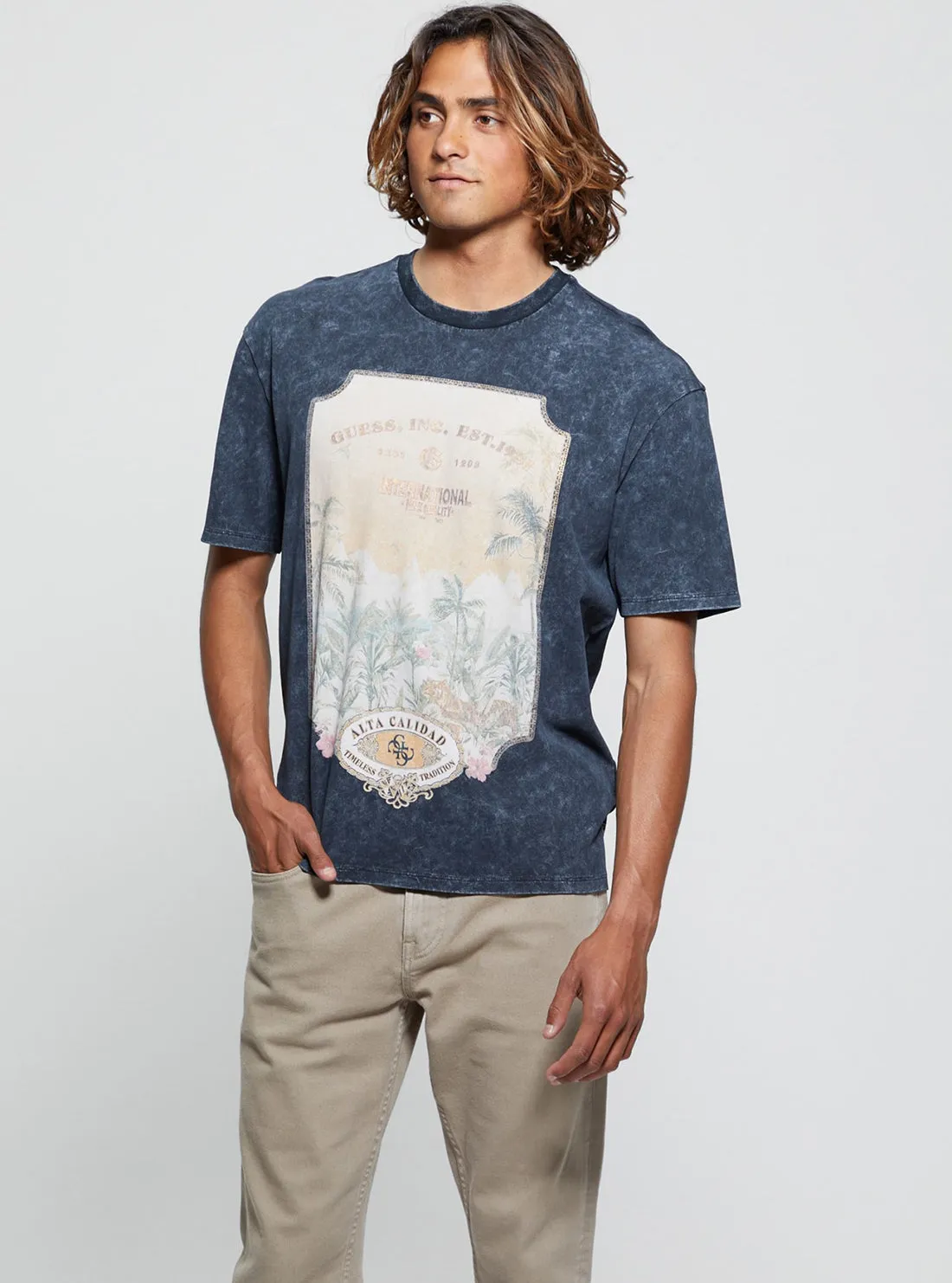 Blue Paraiso Postcard T-Shirt Abrasion resistant