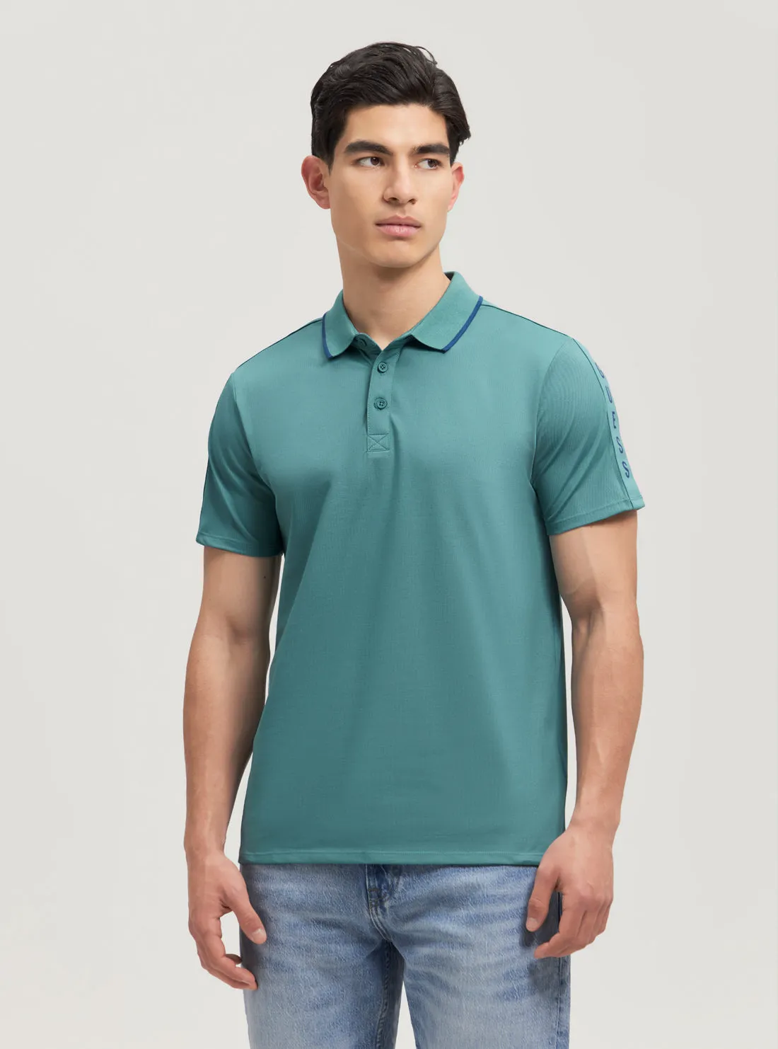 Comfortable Look Blue Paul Pique Polo T-Shirt