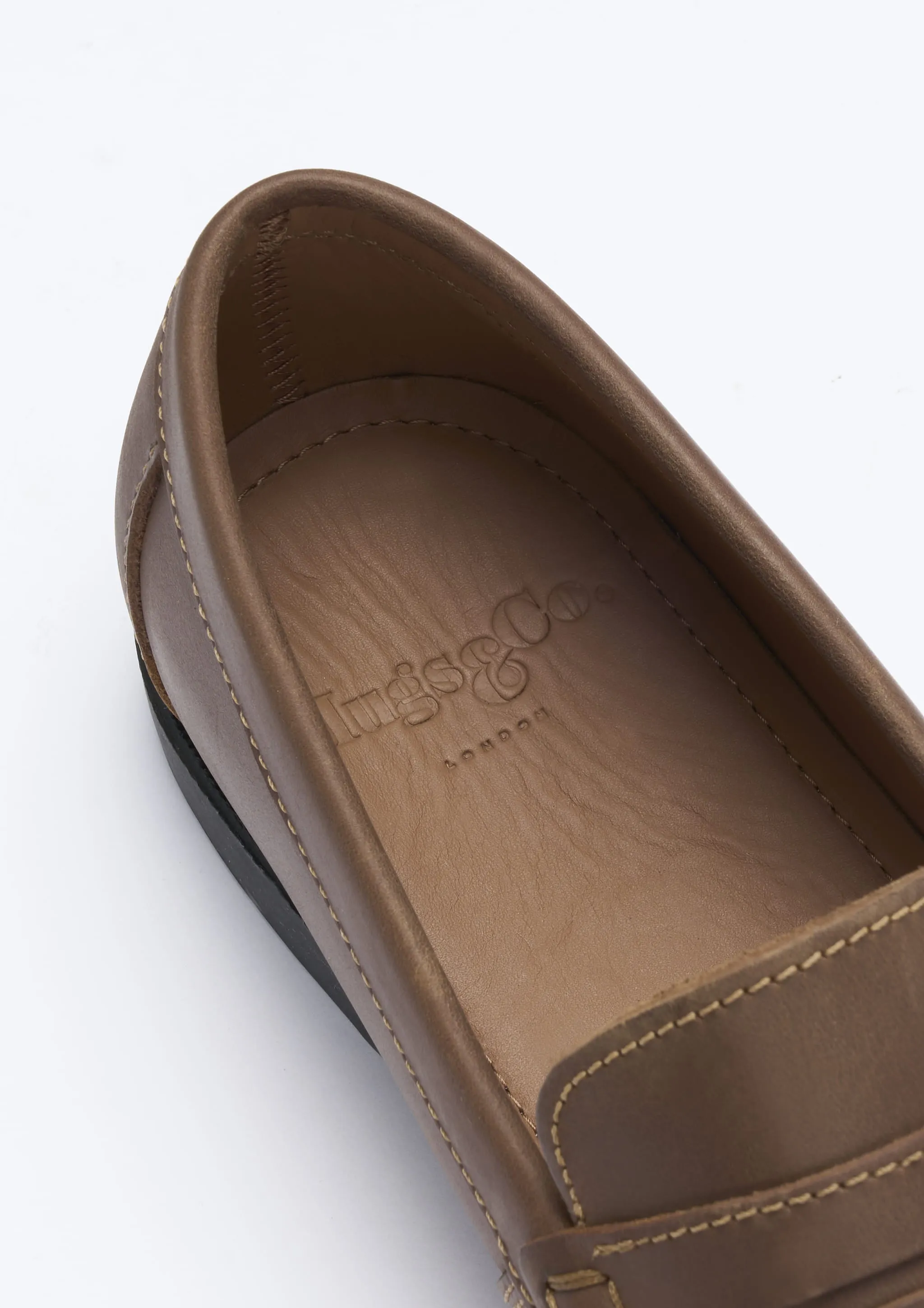 Boat Loafers, light brown leather Sole Free