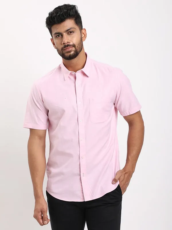 UV Protective Fabric Unisex Design Men Solid Half Sleeve Cotton Stretch Shirt