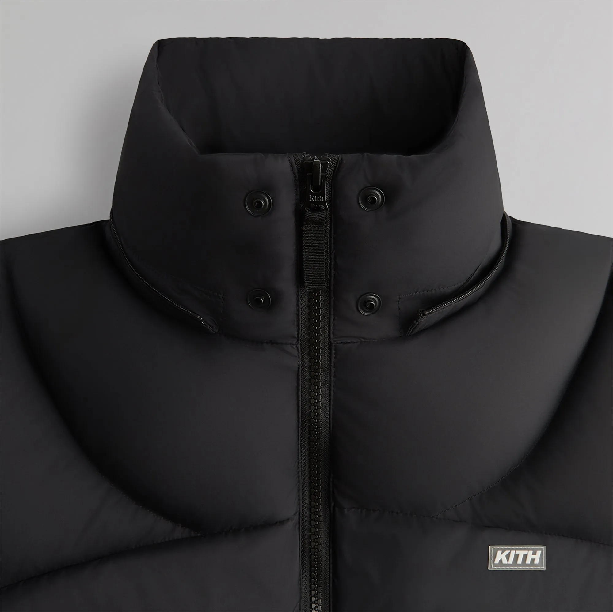 Kith Matte Stretch Taffeta Corey Puffer - Black Wind Resistant Fabric