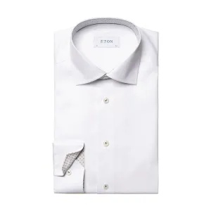 Special Occasion Eton - Contemporary Fit Mosaic Trim Shirt in White