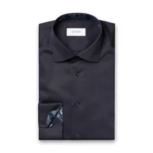 Eton - Slim Fit Floral Effect Shirt in Navy Modern Cut Casual Friday