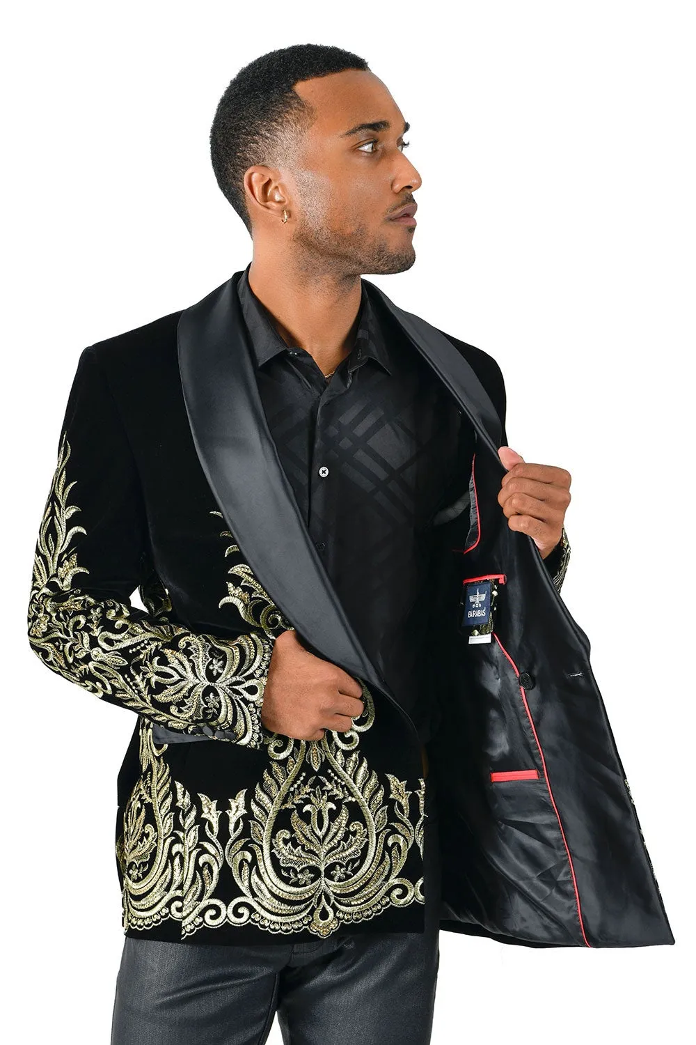 Thermal Insulation Barabas Black Jack Slim Fit Blazer BL6066 Black/Gold