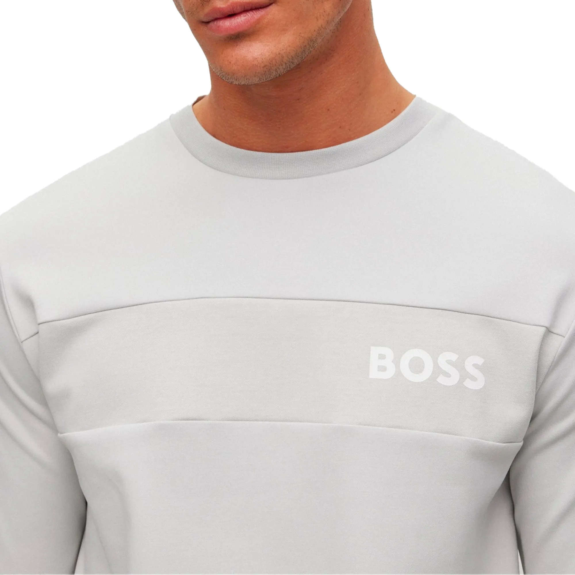 industry standard Daily Minimal Boss Cotton Blend Crew Neck Sweat - Light Grey