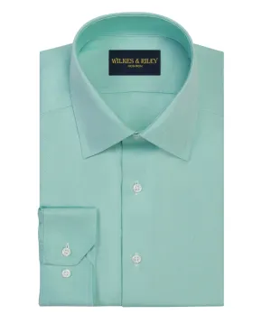 crew neck Lightweight Weave Mint Non-Iron Queens Oxford Dress Shirt - Spread Collar