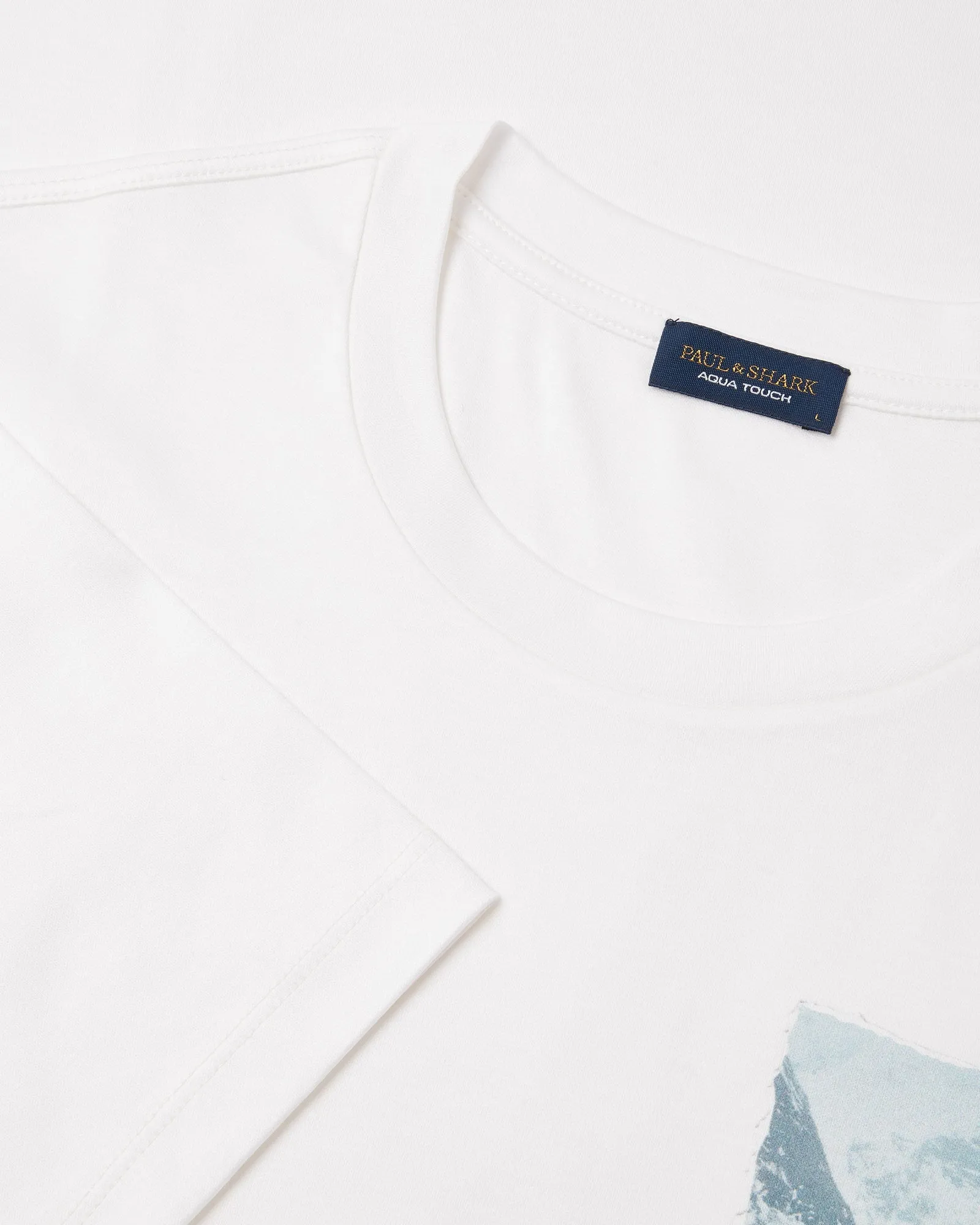 Paul & Shark Printed & Embroidered Aqua Touch Cotton Short Sleeve T-shirt (WHITE) Short Sleeve Simple Look