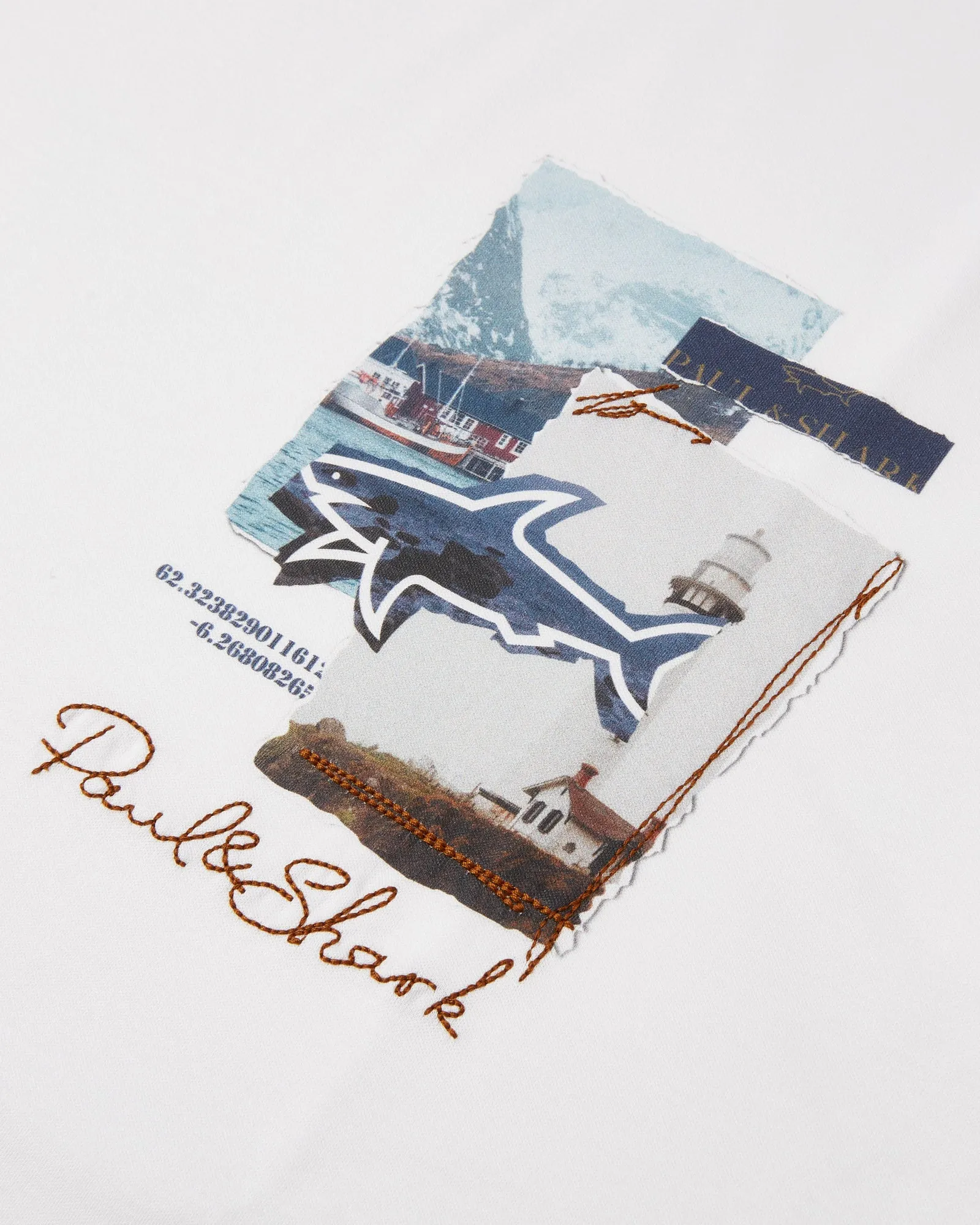 Classic Layer Wear Chic Smart Paul & Shark Printed & Embroidered Aqua Touch Cotton Short Sleeve T-shirt (WHITE)