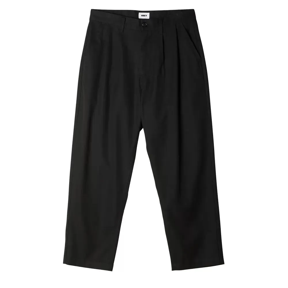 Obey Fubar Pleated Pant Black Decorative stitching Timeless Comfort
