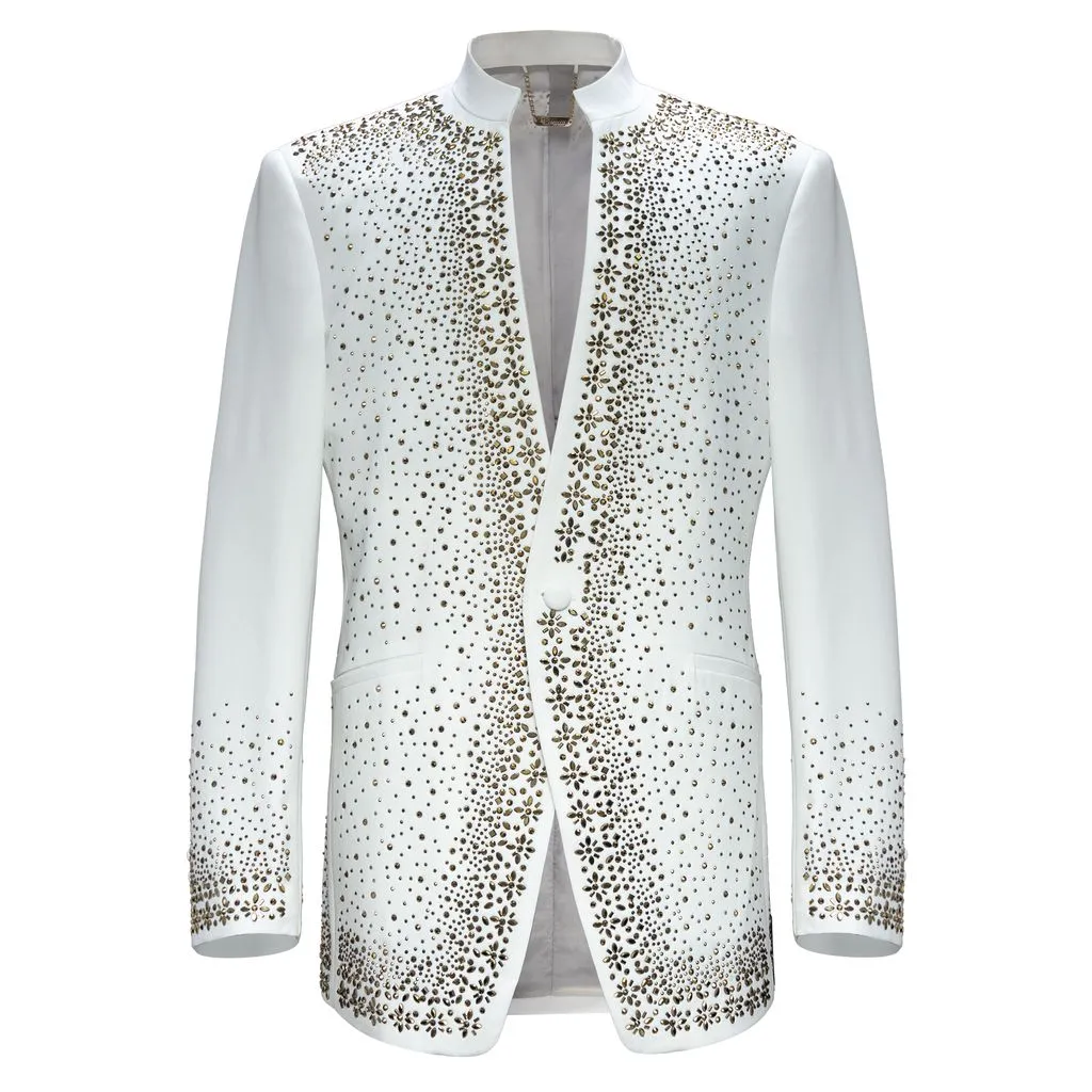 Bright Lights Blazer WHITE/GOLD Relaxed Fit Silhouette