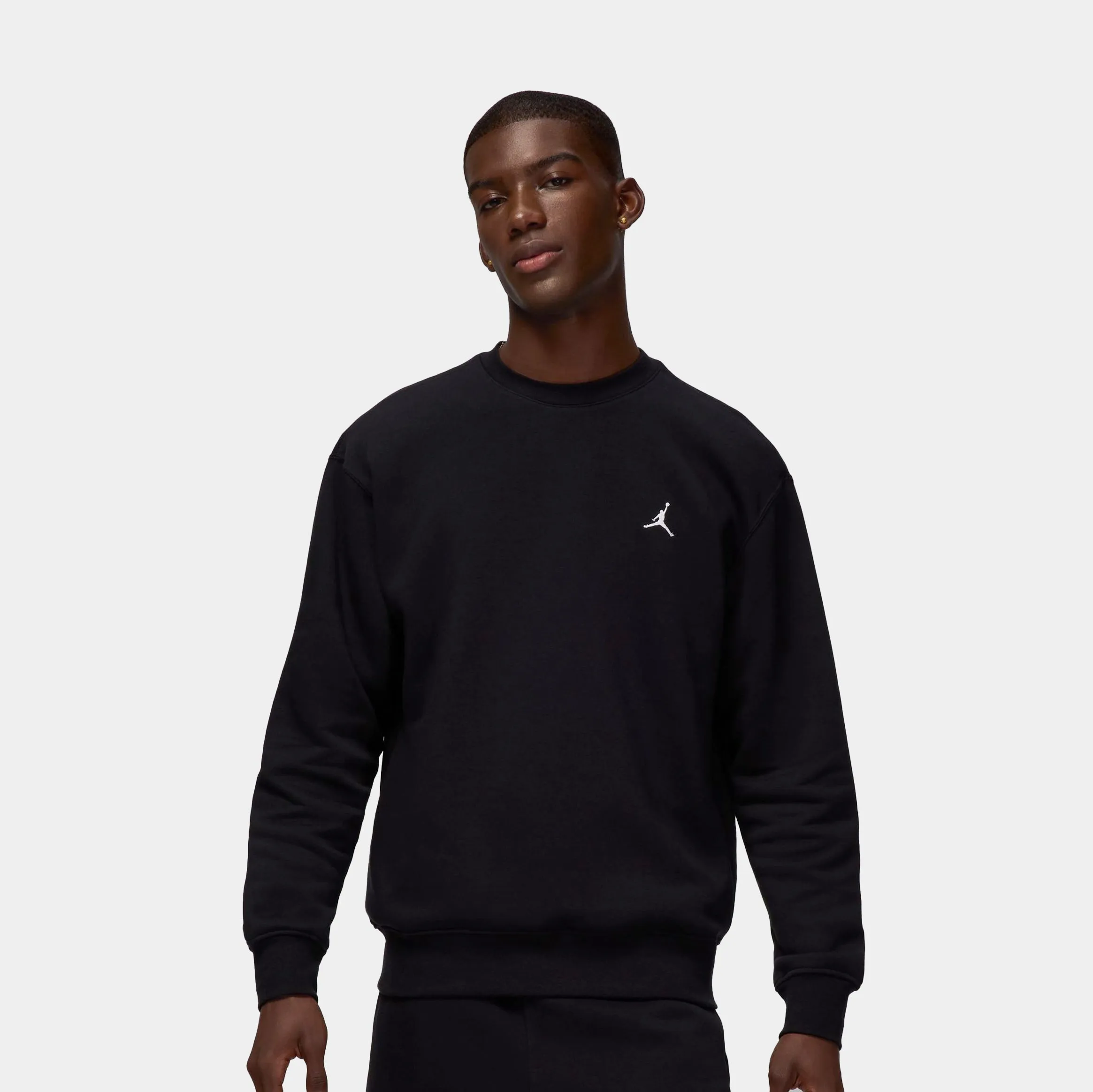 Effortless Style Temperature Control Fabric Brooklyn Fleece Crew Mens Sweatshirt (Black/White)