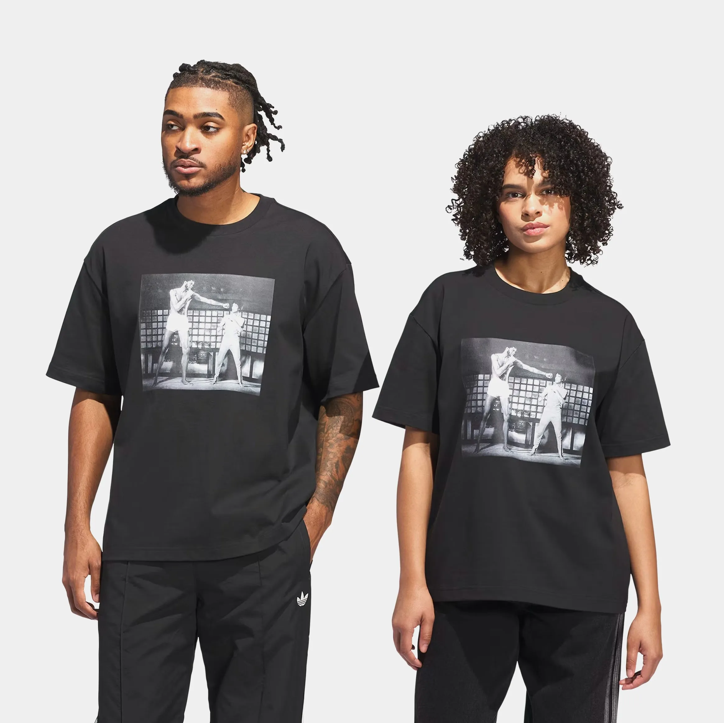 Breathable fabric Bruce Lee Icon Mens Short Sleeve Shirt (Black/White)