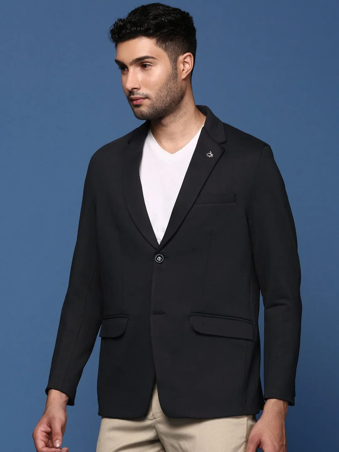 Men's Black Single Breasted Slim Fit Casual Blazer Insulated Lining