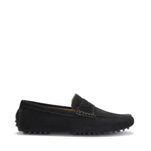 Flexible Cushioning Penny Driving Loafers, black suede
