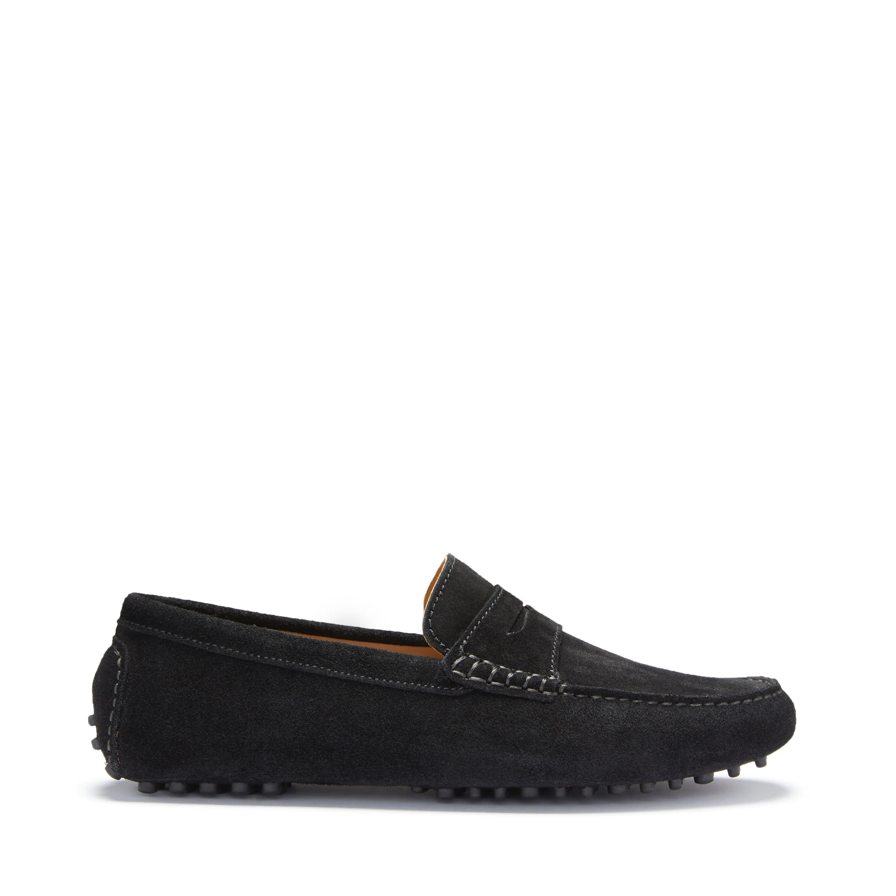 Flexible Cushioning Penny Driving Loafers, black suede