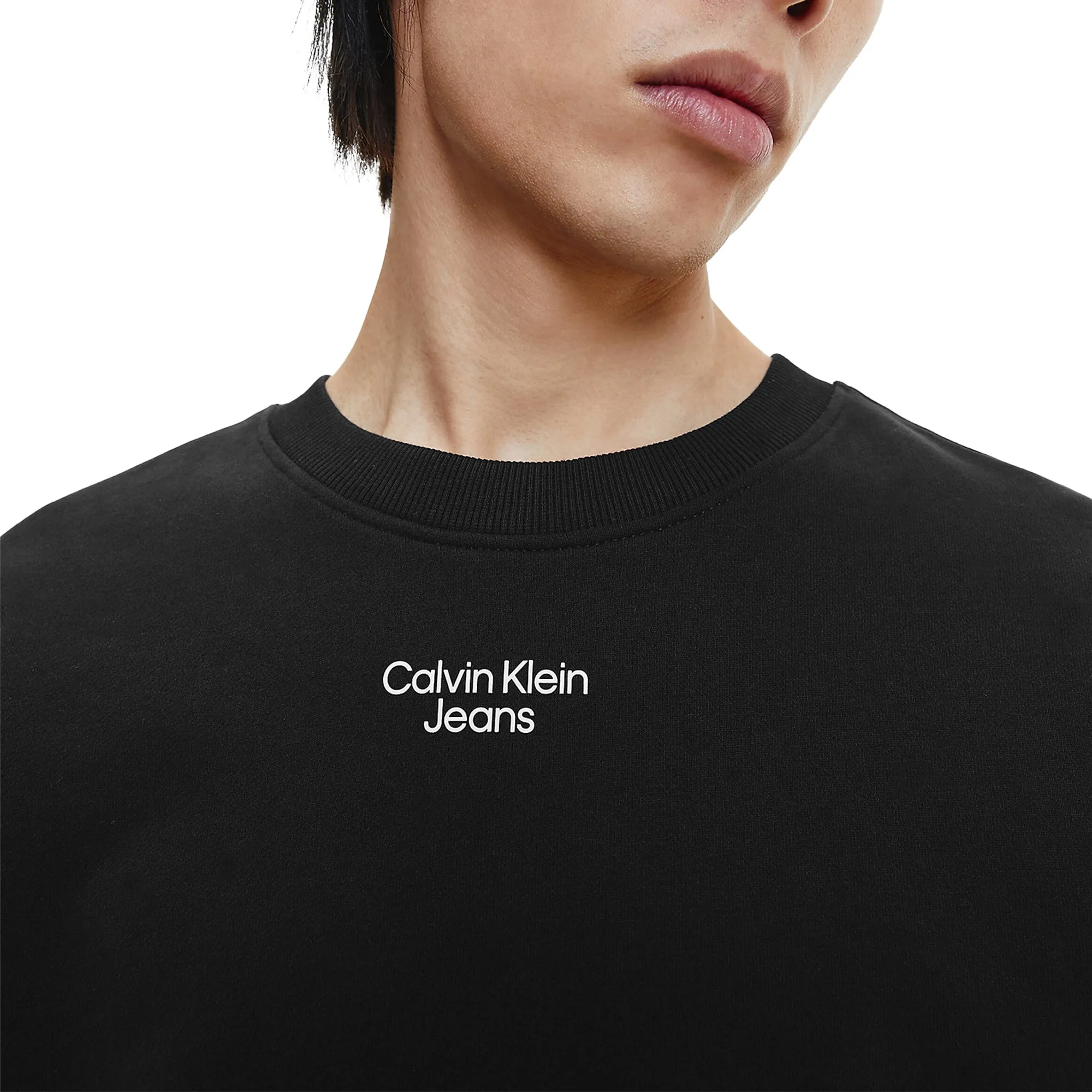 product high end luxury Calvin Klein Stacked Logo Crew Sweat - Black