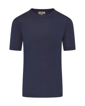 Stylish Fit Canali Double Mercerised Short Sleeve T-shirt (Navy)