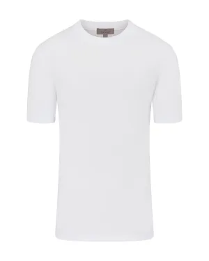 Comfortable And Versatile Canali Double Mercerised Short Sleeve T-shirt (White)