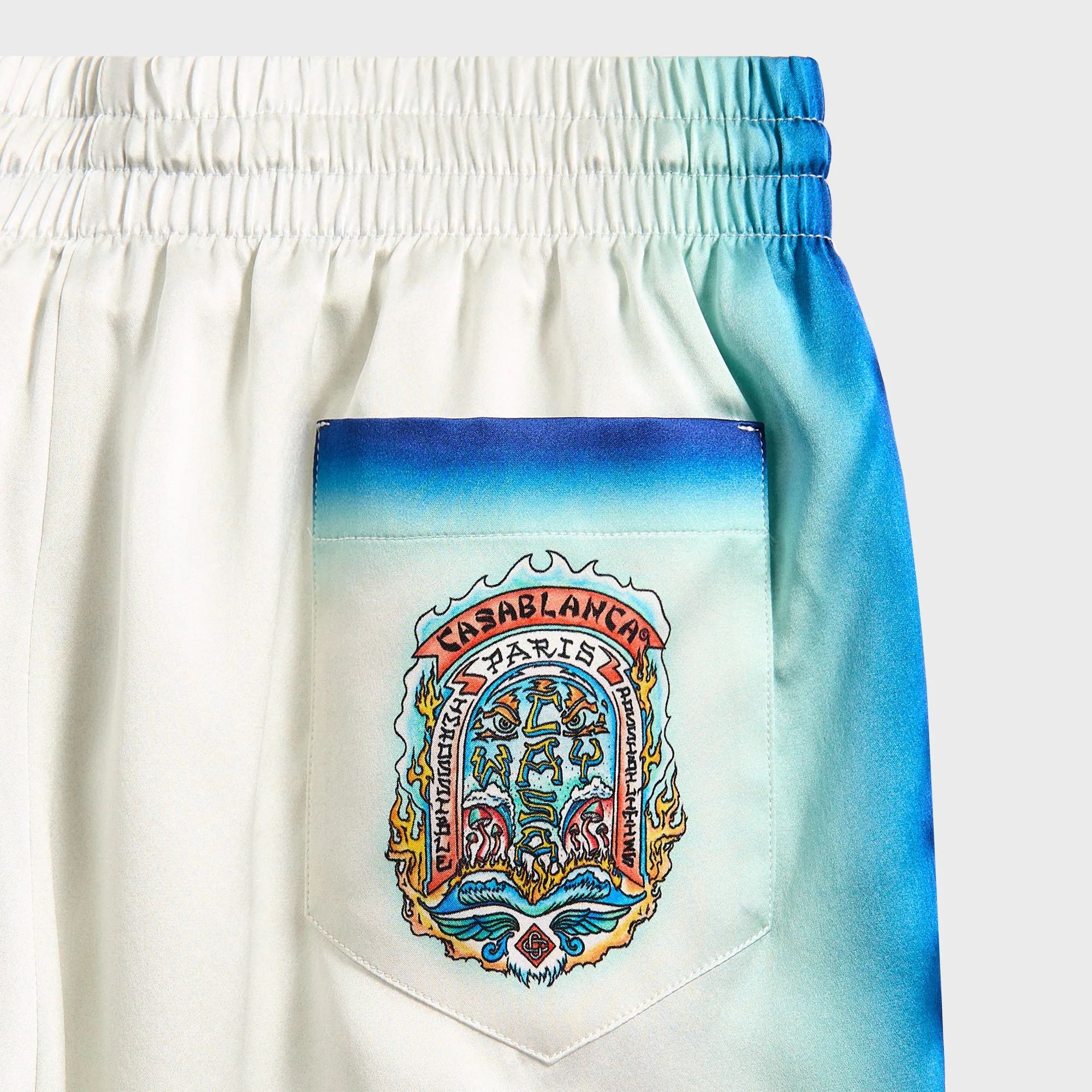 Casablanca Drawstring Shorts - Blue Fade / White Comfort Movement