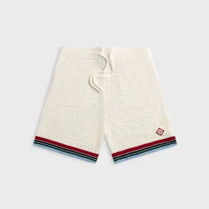 Stretch Comfort Casablanca Sporty Crochet Short - White