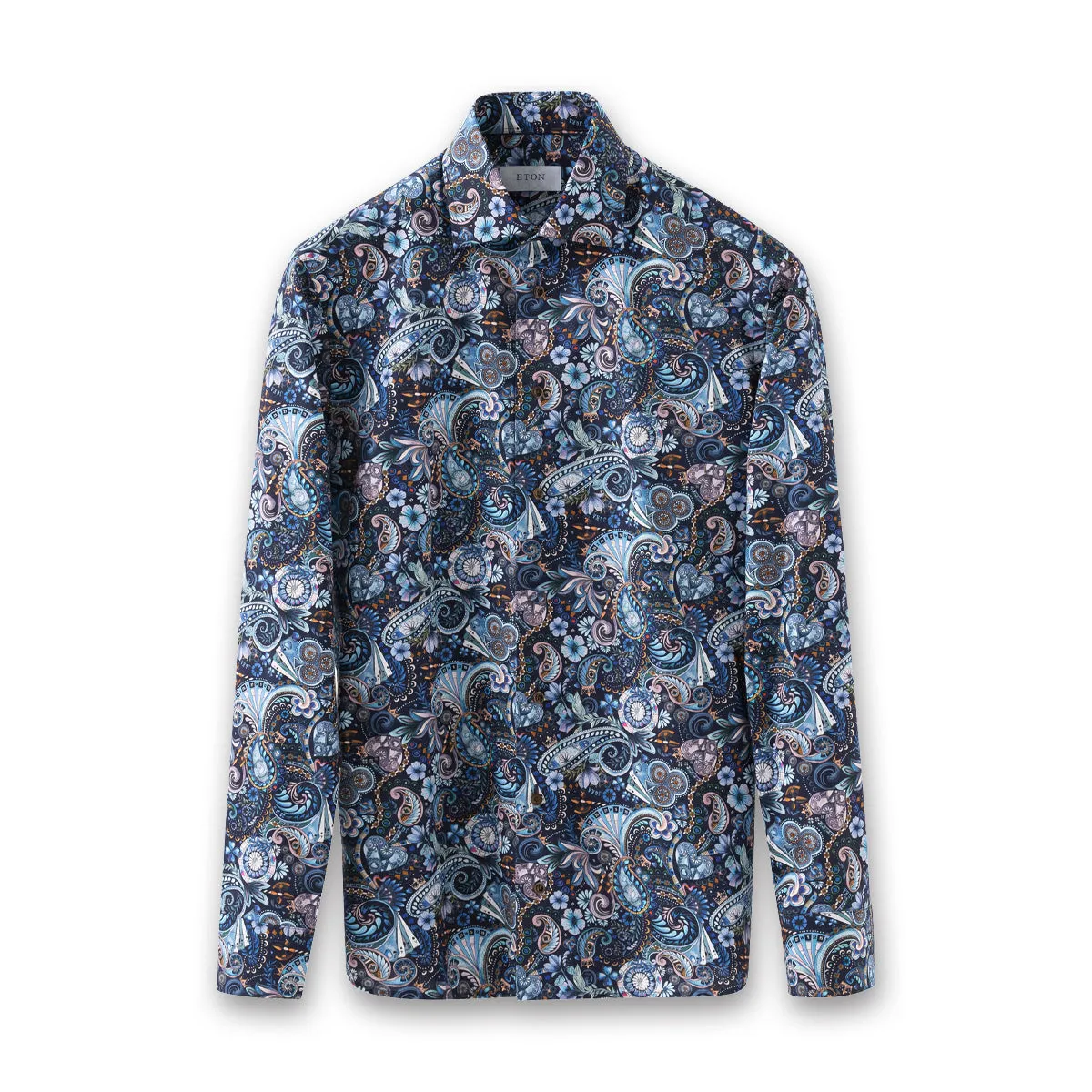 Minimalist Design Poolside Lounge Eton - Slim Fit Dark Floral Shirt