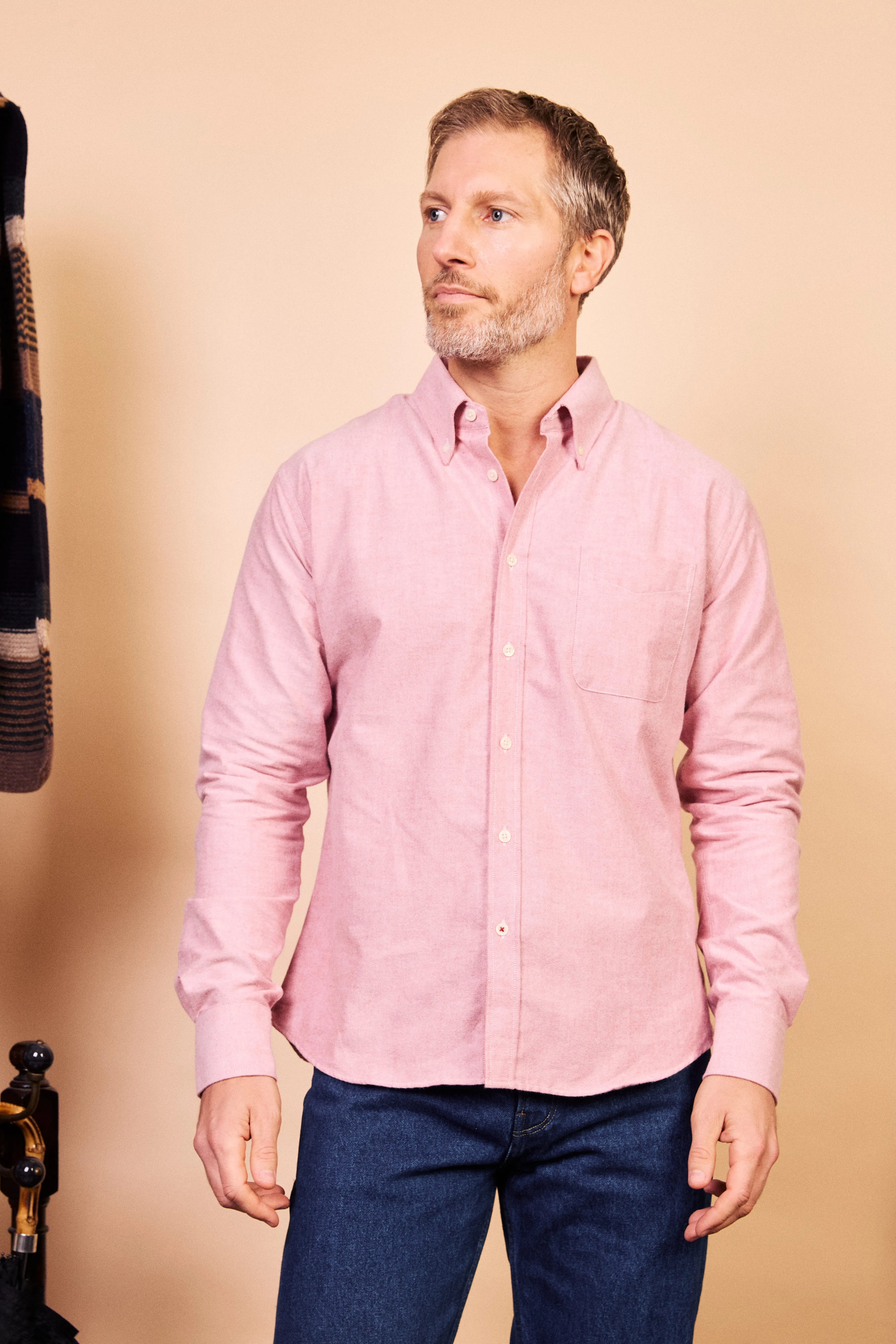 Button-down Cotton Oxford Shirt - Pink Rooftop Bar Indoor Comfort