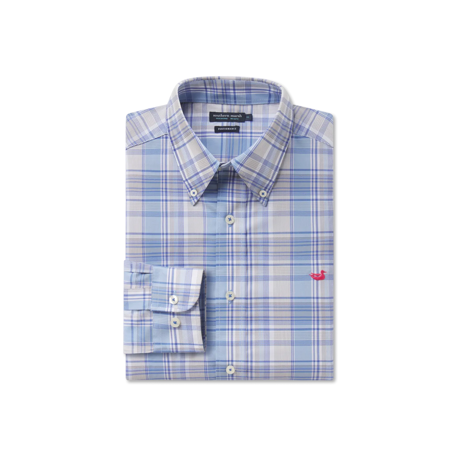 Kershaw Performance Plaid Dress Shirt Distressed finish Non Iron
