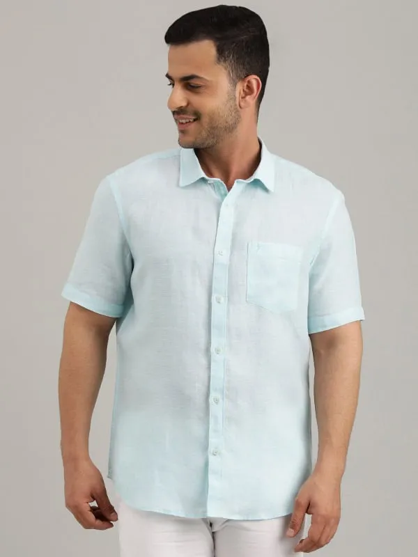 Workwear Option Men Solid Half Sleeve Linen Shirt