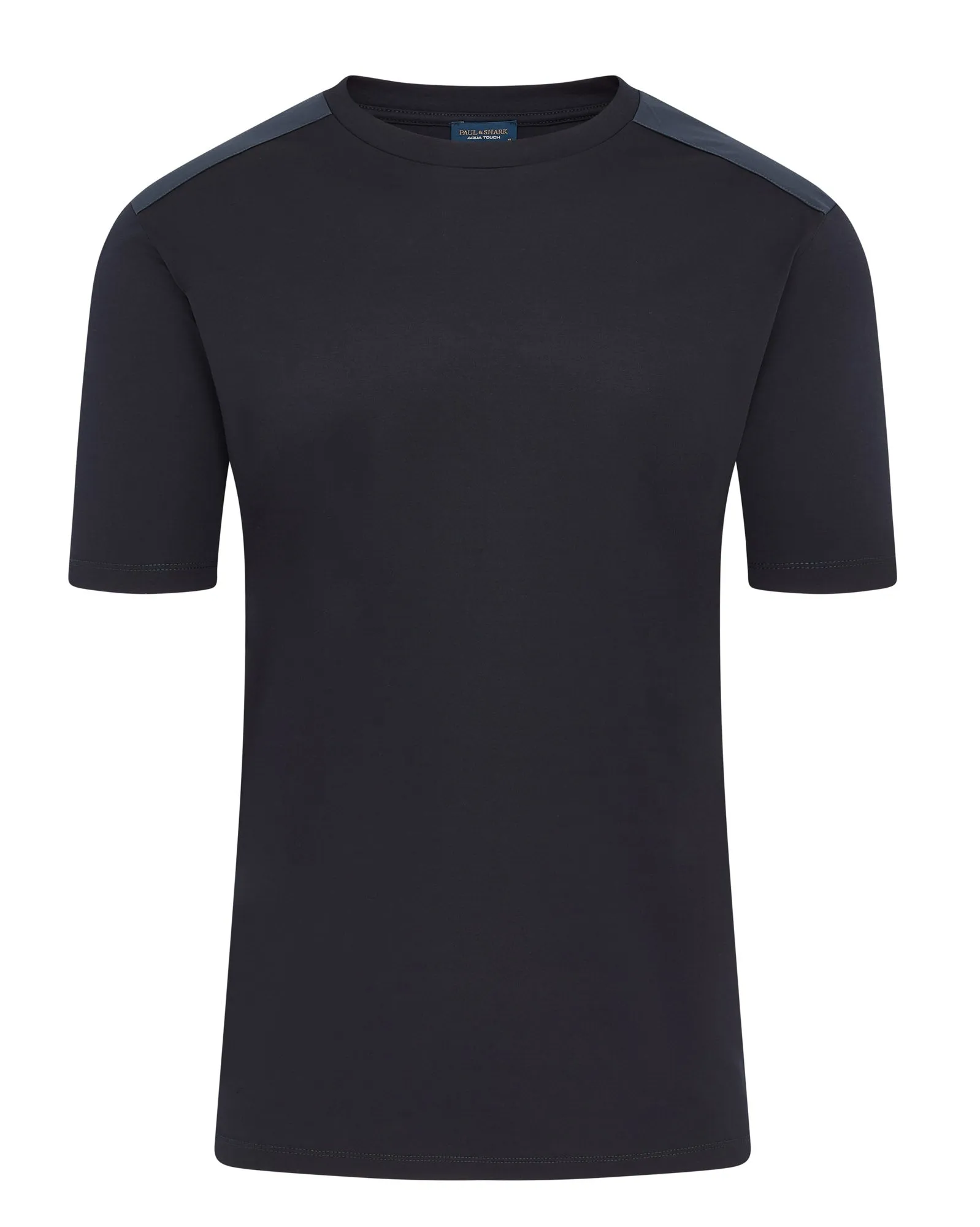Paul & Shark Typhoon Re4x4 Aqua Touch Cotton T-shirt & Tech Shoulder Detail (NAVY) dry cleanable