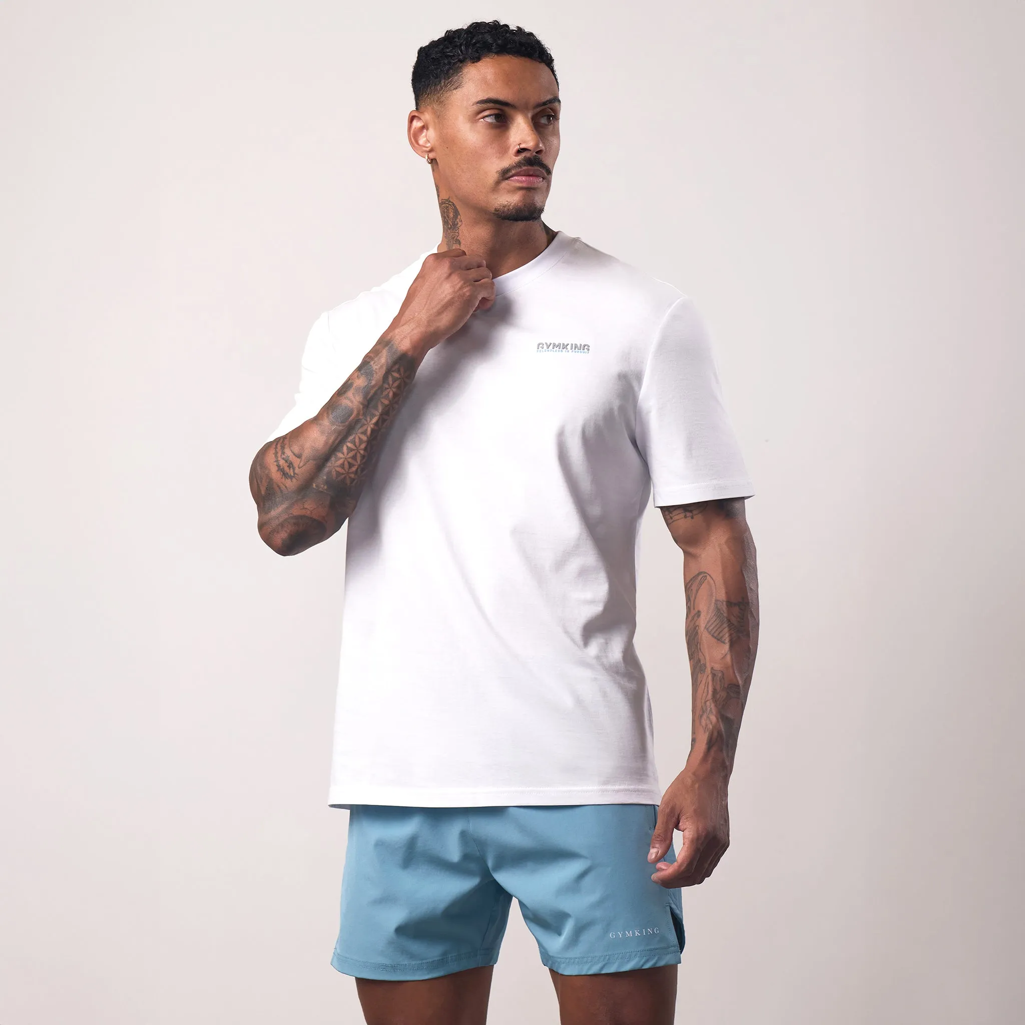 Gym King Relentless Tee - White Curved Hemline Cozy Hug