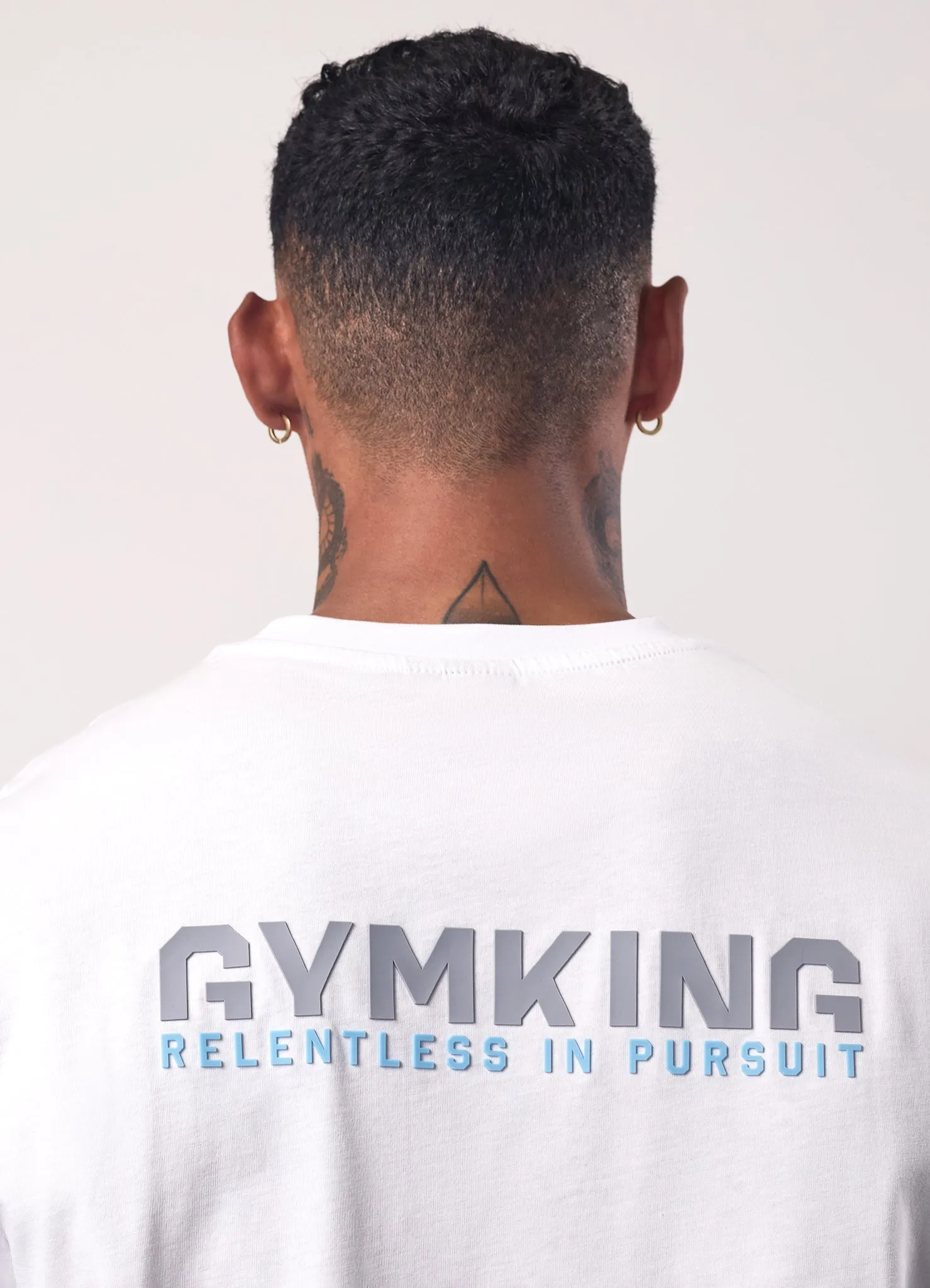 Machine washable Wool combination Gym King Relentless Tee - White