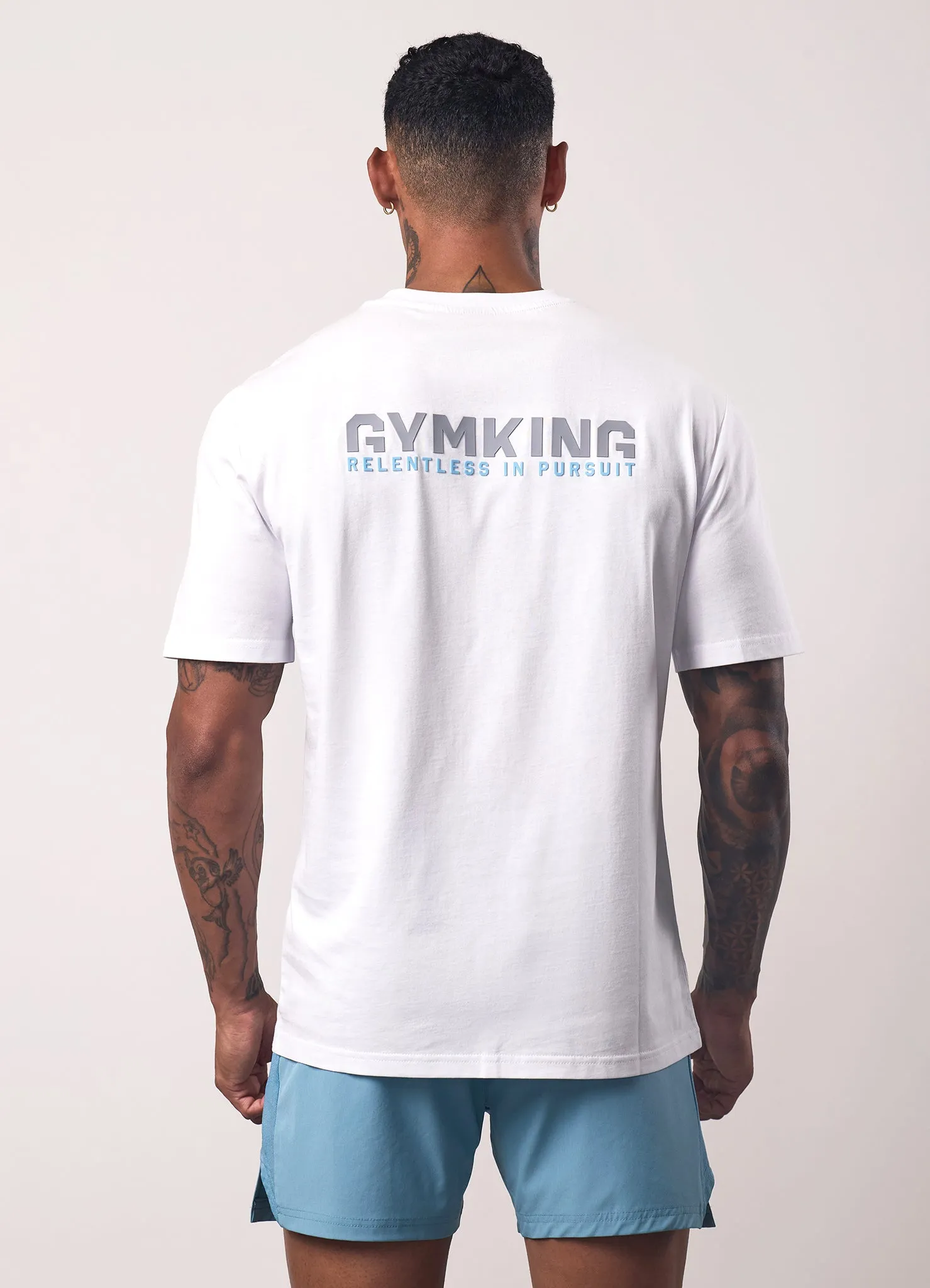 Unique Design City Casual Gym King Relentless Tee - White