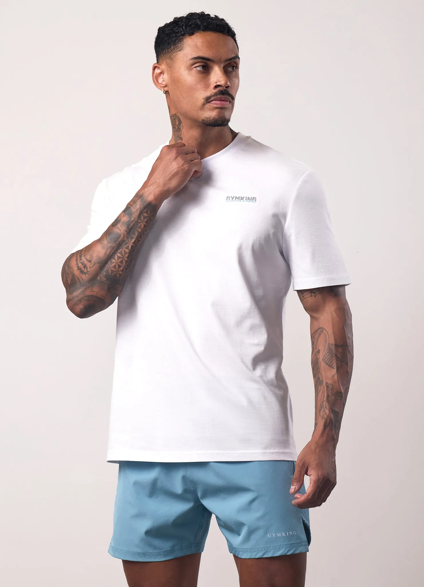 Gym King Relentless Tee - White brandable