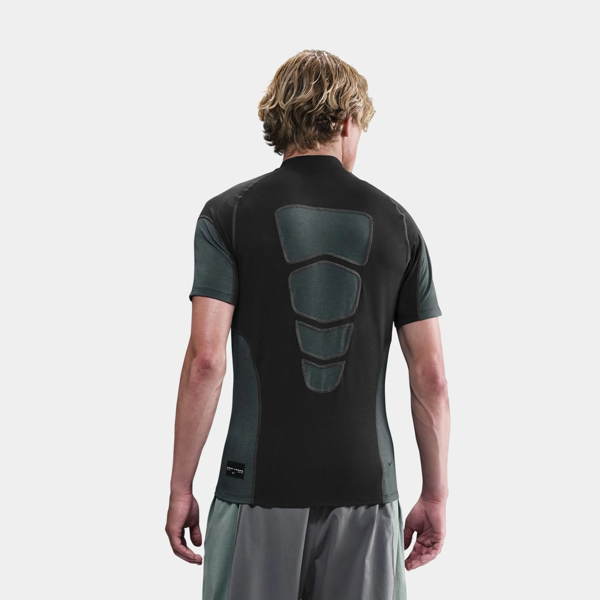 Wide Neck Opening Tech Dri Fit Base Layer Mens Short Sleeve Shirt (Black/Anthracite/Anthracite/Black)