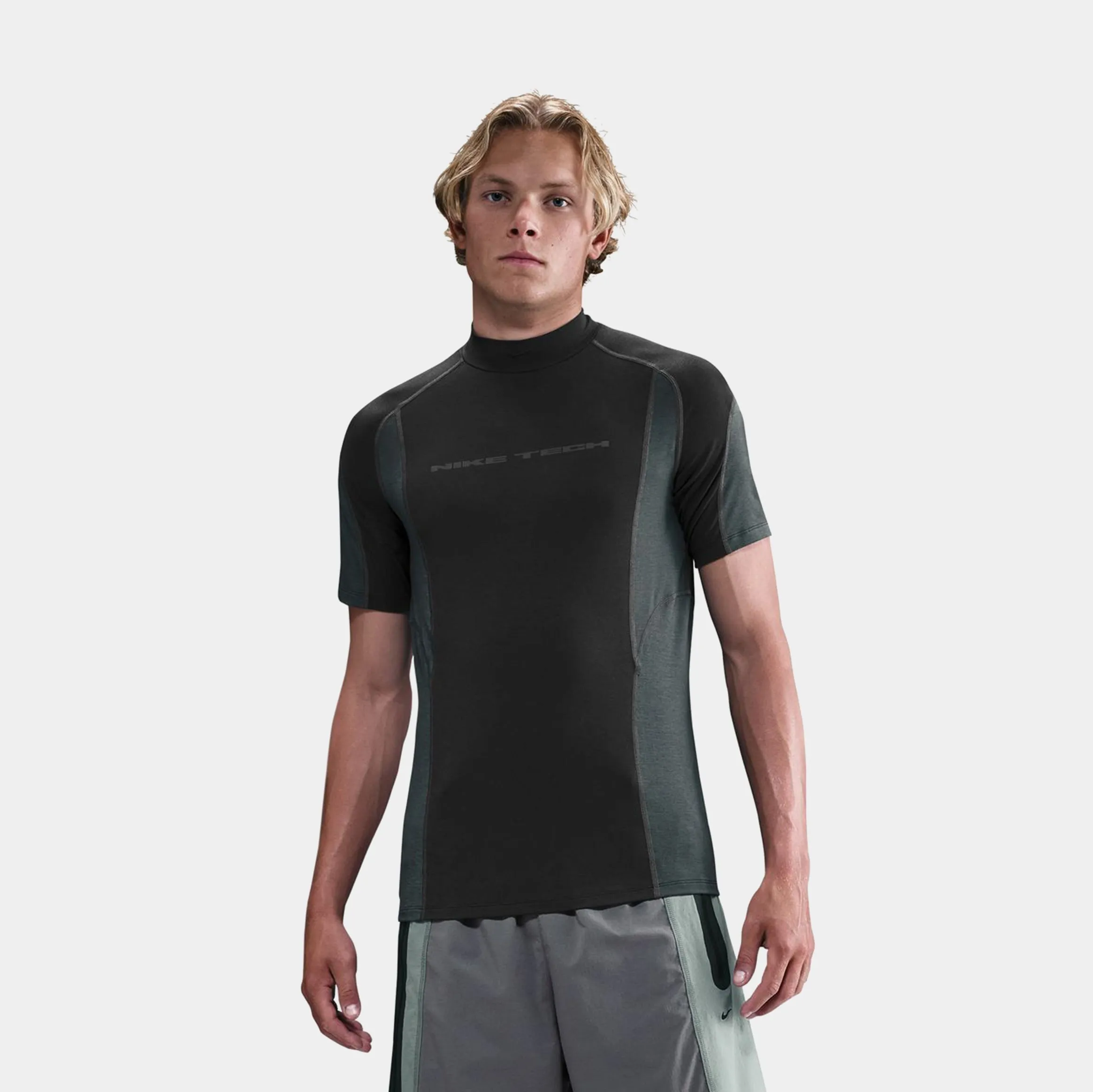 Cozy Fit Design Flex Fit Tech Dri Fit Base Layer Mens Short Sleeve Shirt (Black/Anthracite/Anthracite/Black)