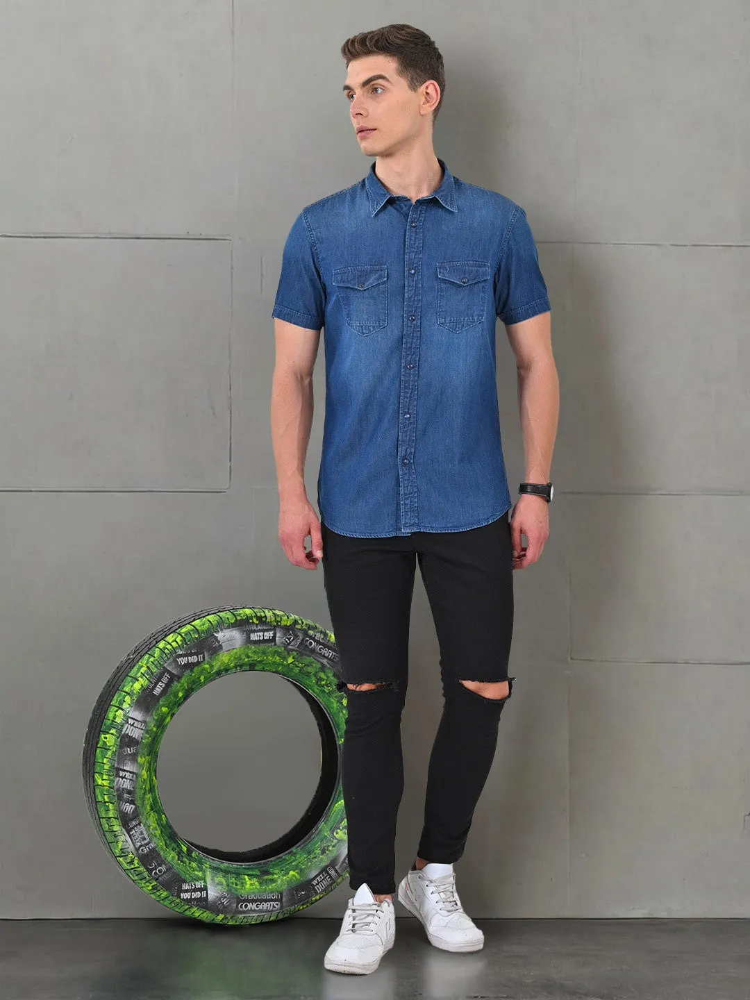 Picnic Outfit Men Striped Full Sleeve Cotton Shirt