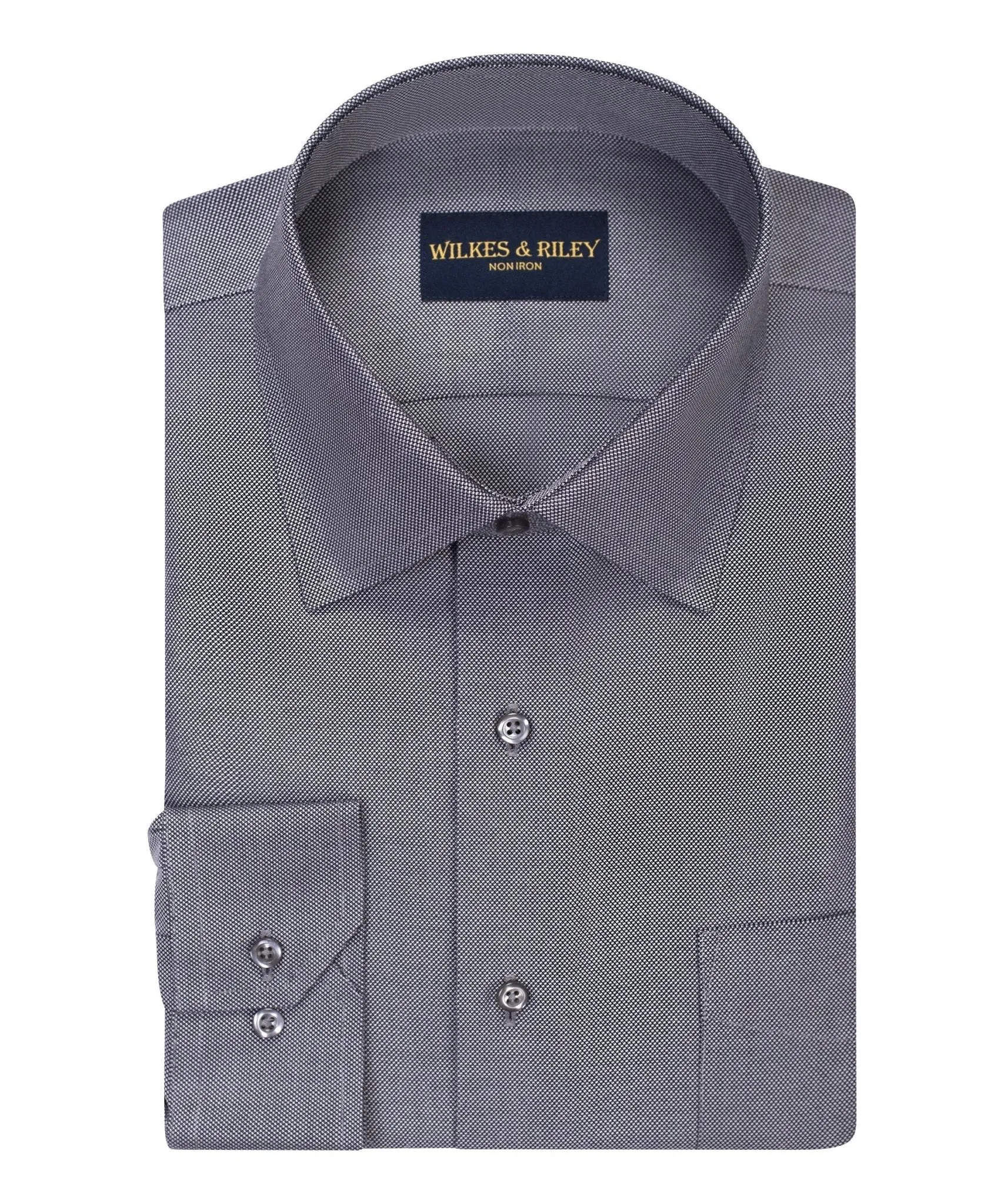 tall size Charcoal Non-Iron Queens Oxford Dress Shirt - Spread Collar
