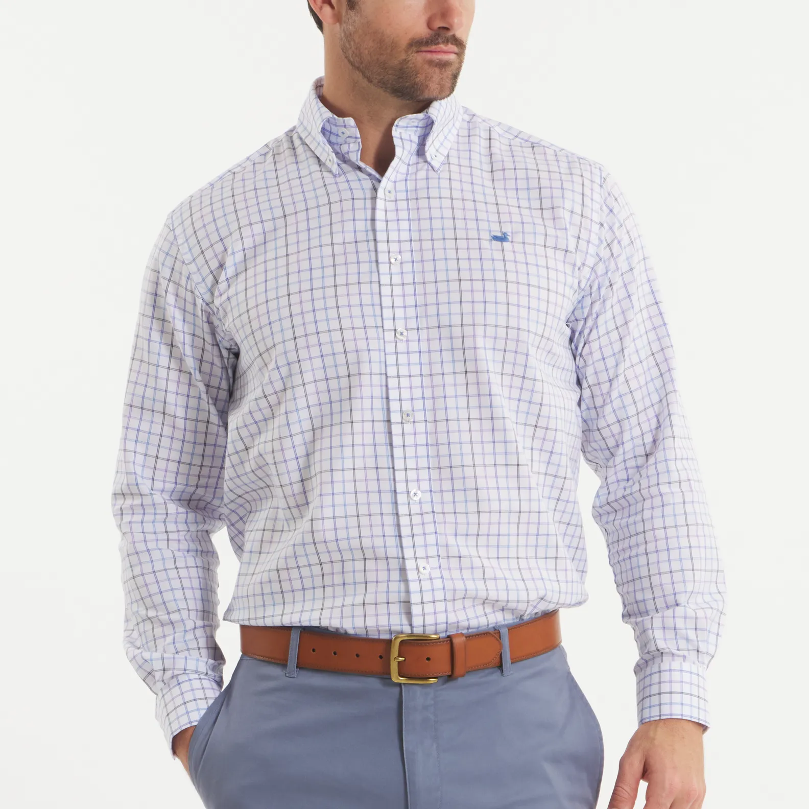 Go-To Look Smooth Texture Chateau Windowpane Dress Shirt