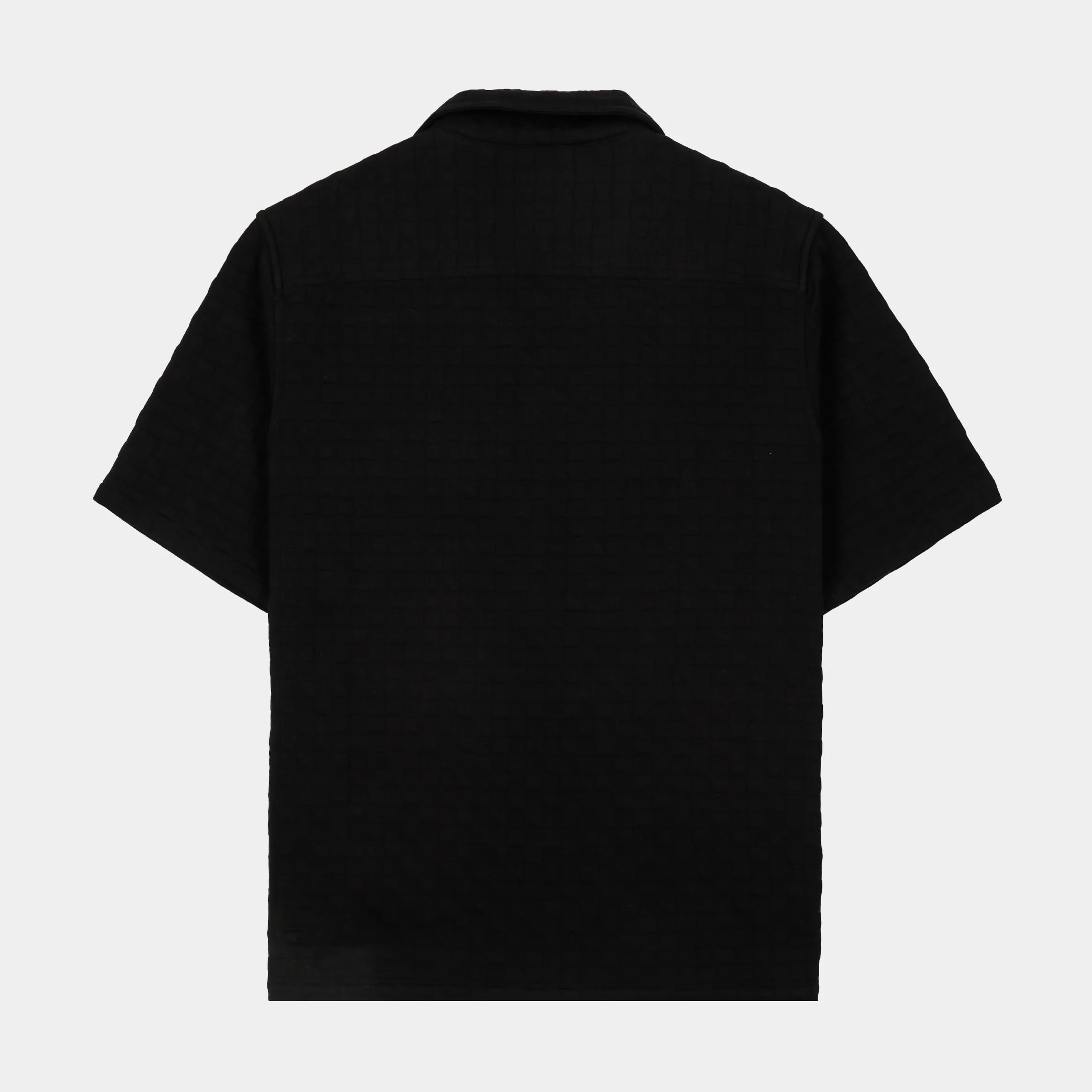 Comfortable And Trendy Checkered Knit Mens Short Sleeve Shirt (Black)