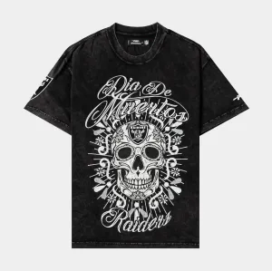 Shoe Palace Exclusive Las Vegas Raiders D??a De Muertos Skull Mens Short Sleeve Shirt (Black) Relaxed and Comfy