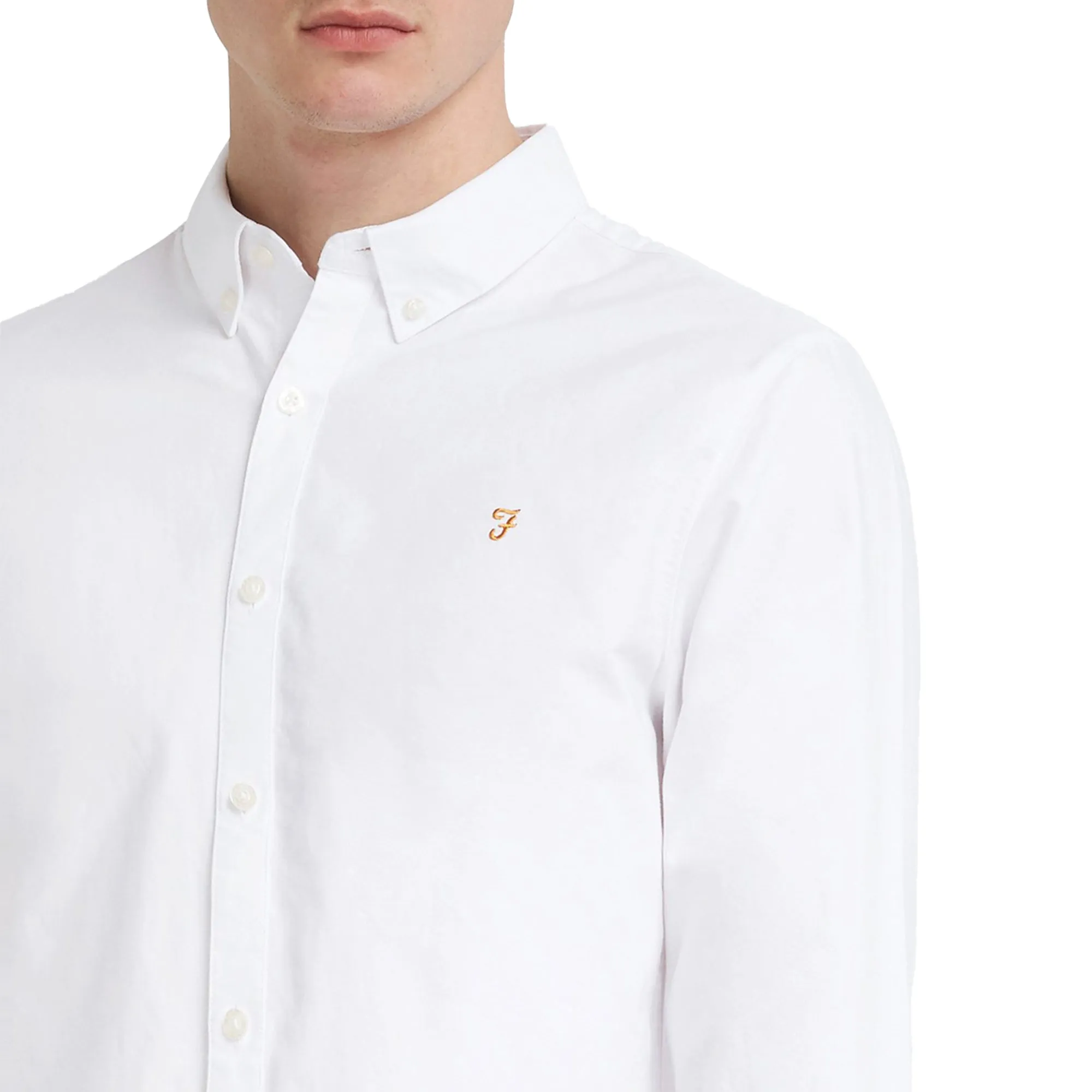 Farah Brewer New Slim Fit Oxford Shirt - White MultiPocketDesign