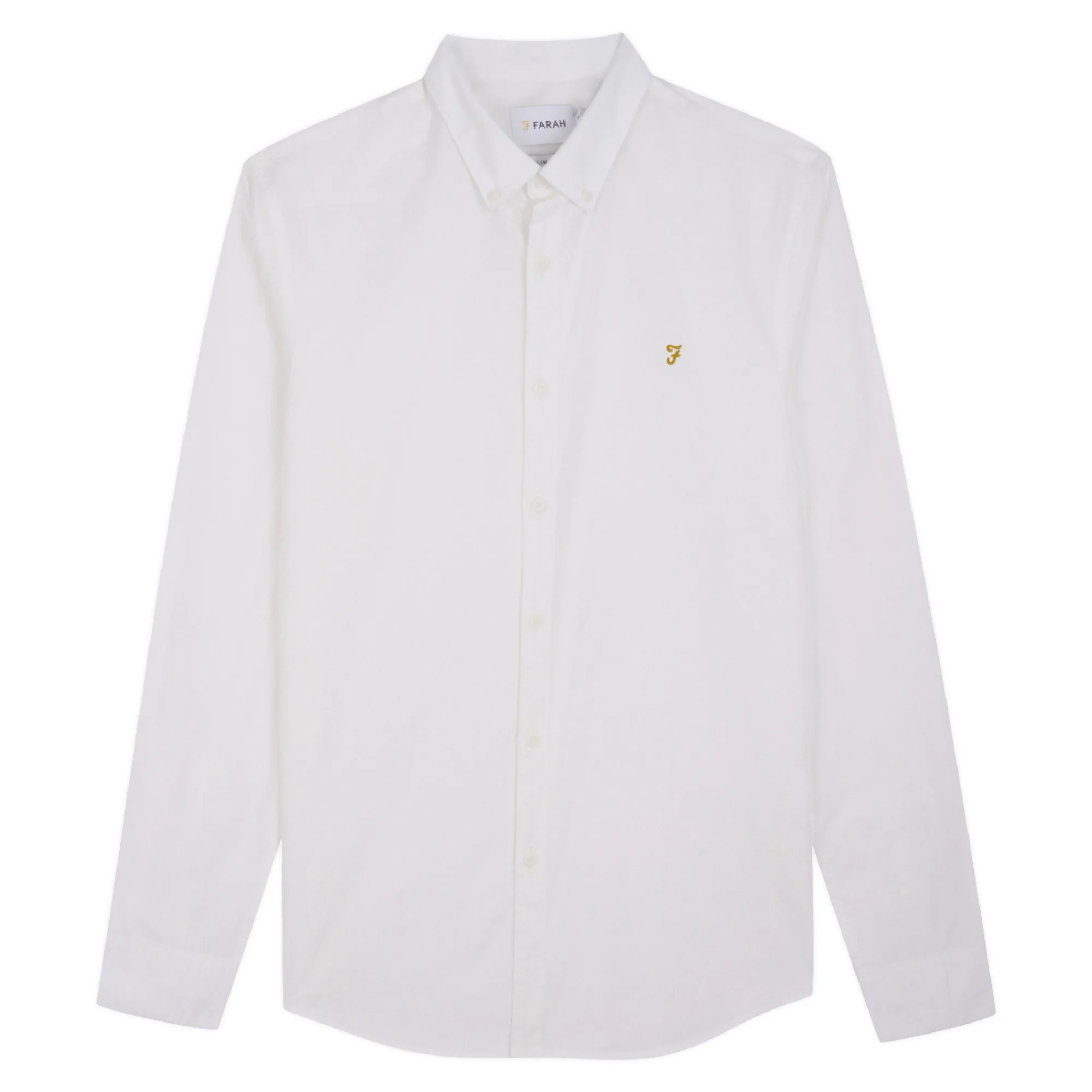 Farah Brewer New Slim Fit Oxford Shirt - White Strong Soul Morning Ease