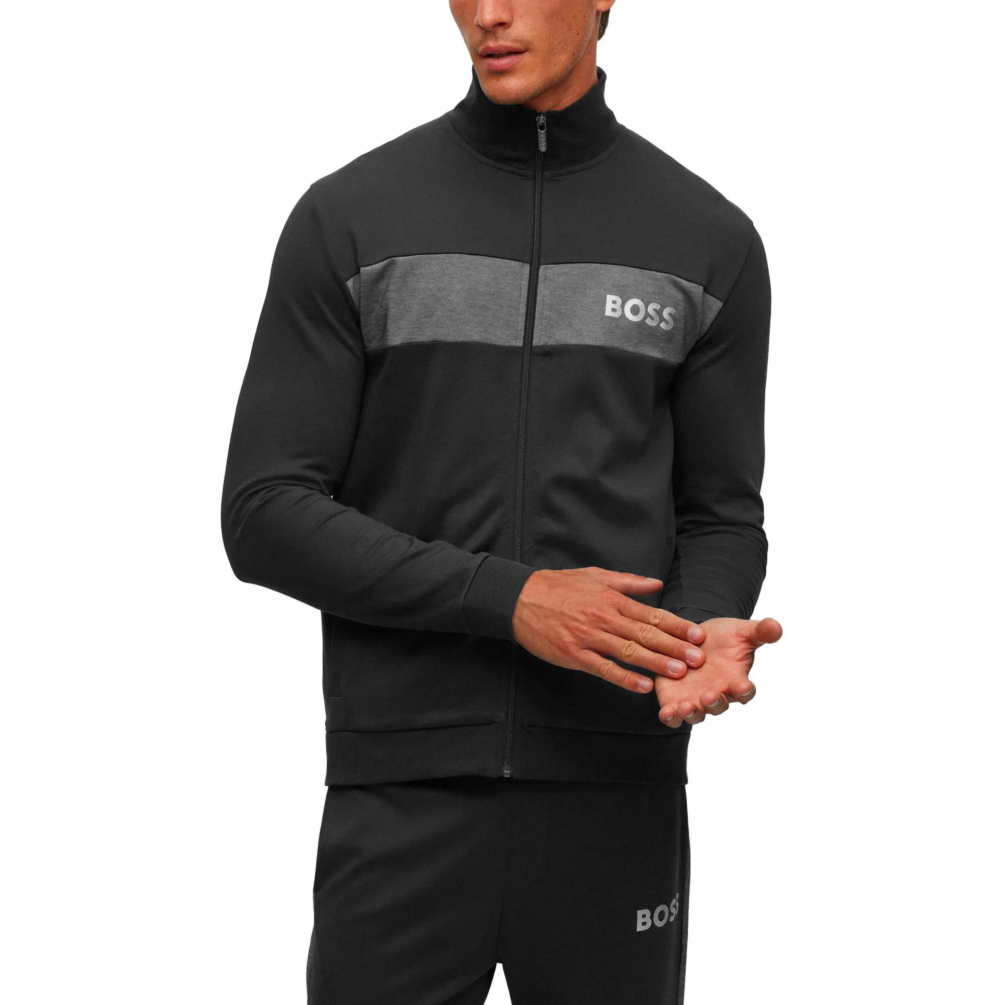Boss Cotton Blend Full Zip Track Top - Black Cool Shades product cycling suitability